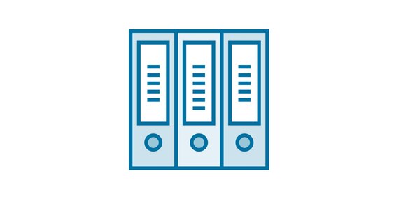 Die Grafik zeigt die Rücken dreier Stehaktenordner.