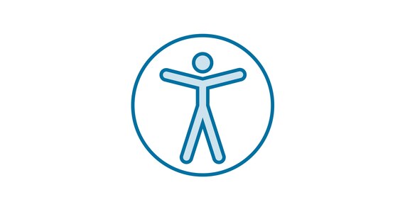 Die Grafik zeigt ein umkreistes Strichmännchen mit seitlich ausgestreckten Armen.