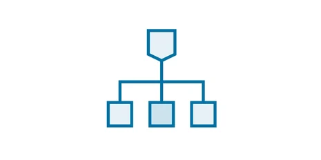 Die Grafik zeigt eine Organisationsstruktur mit zwei Ebenen.